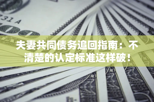 武汉夫妻共同债务追回指南：不清楚的认定标准这样破！